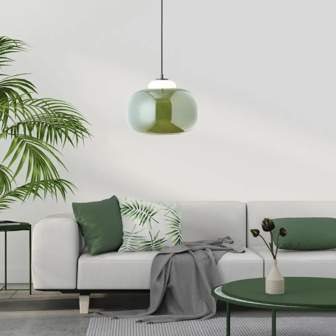 Brilliant Blop Hanglamp 30cm - Groen Glas/Metalen - E27 60W