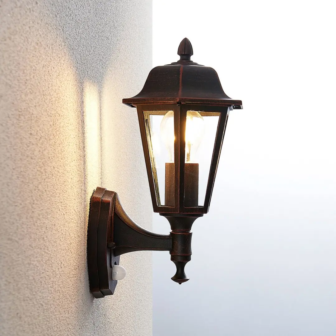 Lindby Wandlamp Buiten 1 Licht E27 - Zwart-Roest