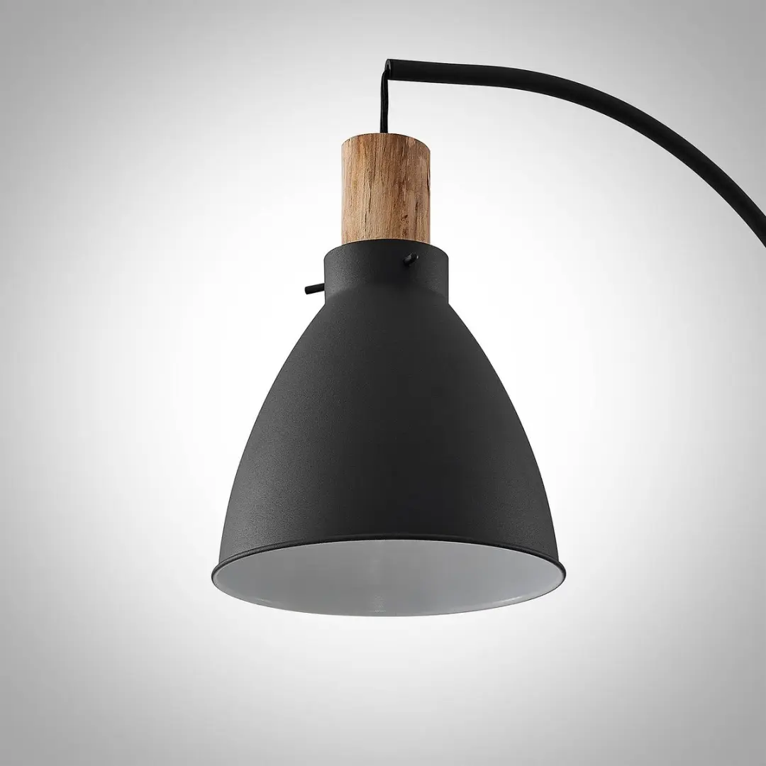 Lindby Vloerlamp IJzer Eucalyptushout 154cm - E27 - Zwart/Licht Hout
