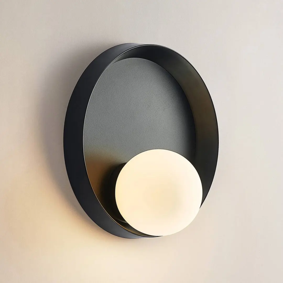 Lucande Wandlamp Design 1 Licht G9 - 30cm - Zwart Mat/Opaal Wit