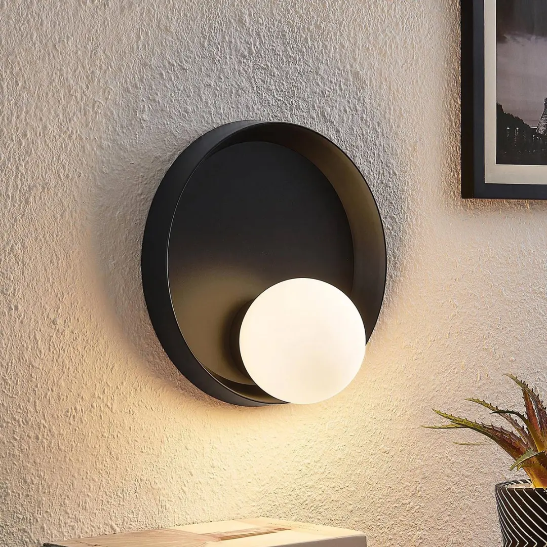Lucande Wandlamp Design 1 Licht G9 - 30cm - Zwart Mat/Opaal Wit