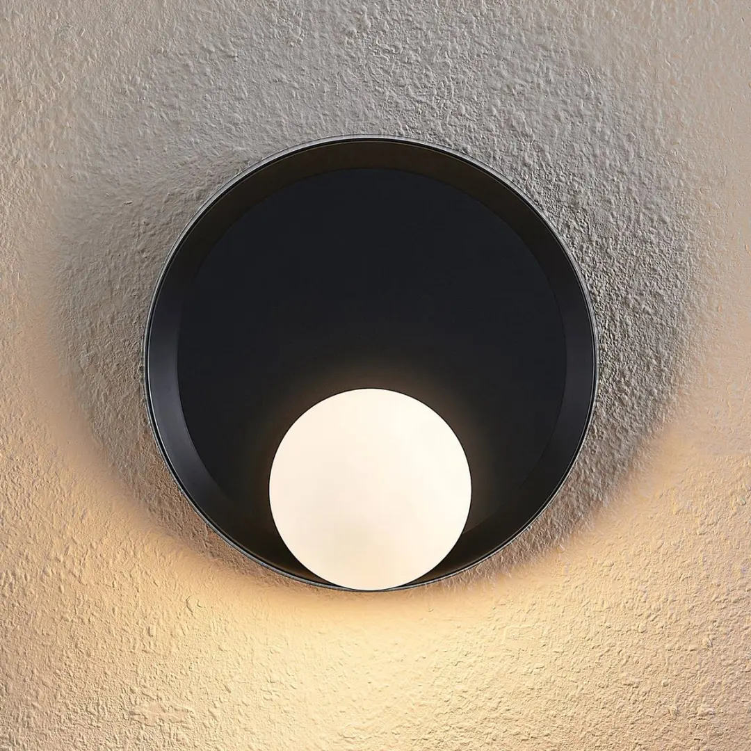 Lucande Wandlamp Design 1 Licht G9 - 30cm - Zwart Mat/Opaal Wit