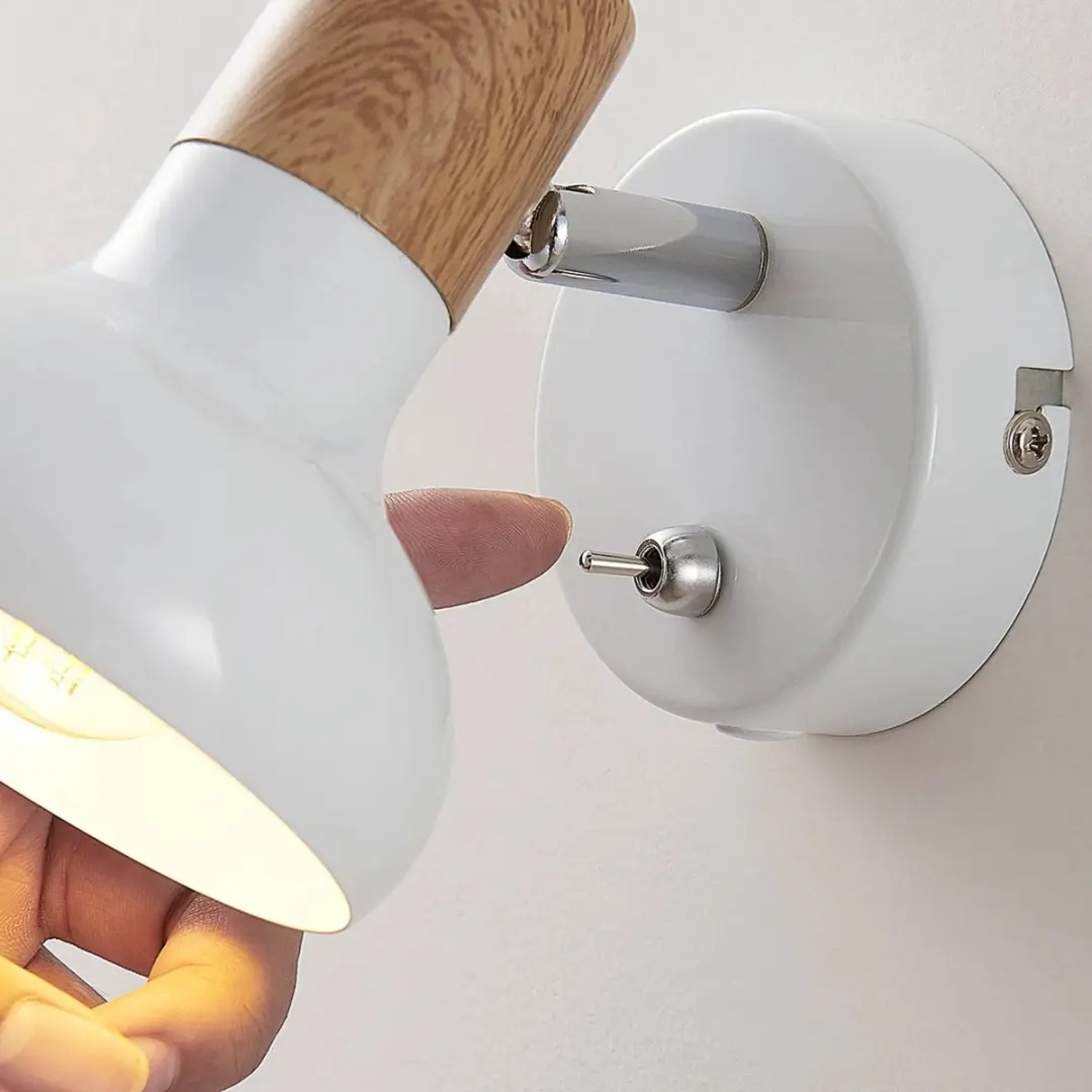 Lindby Buitenspot Metaal E14 40W - Wit/Licht Hout