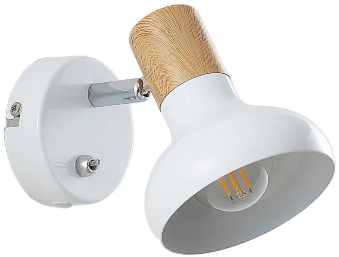 Lindby Buitenspot Metaal E14 40W - Wit/Licht Hout
