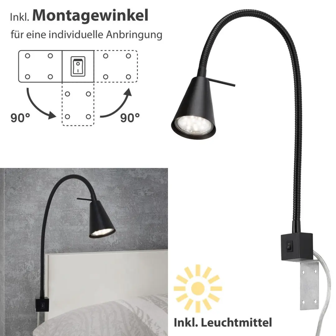Briloner Tuso Wandlamp GU10 - 2x Warm Wit 3000K - Zwart