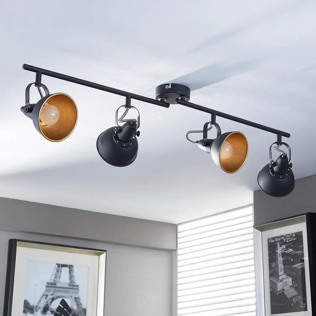 Lindby Buitenspot 4-Licht Metaal E14 - Zwart/Goud