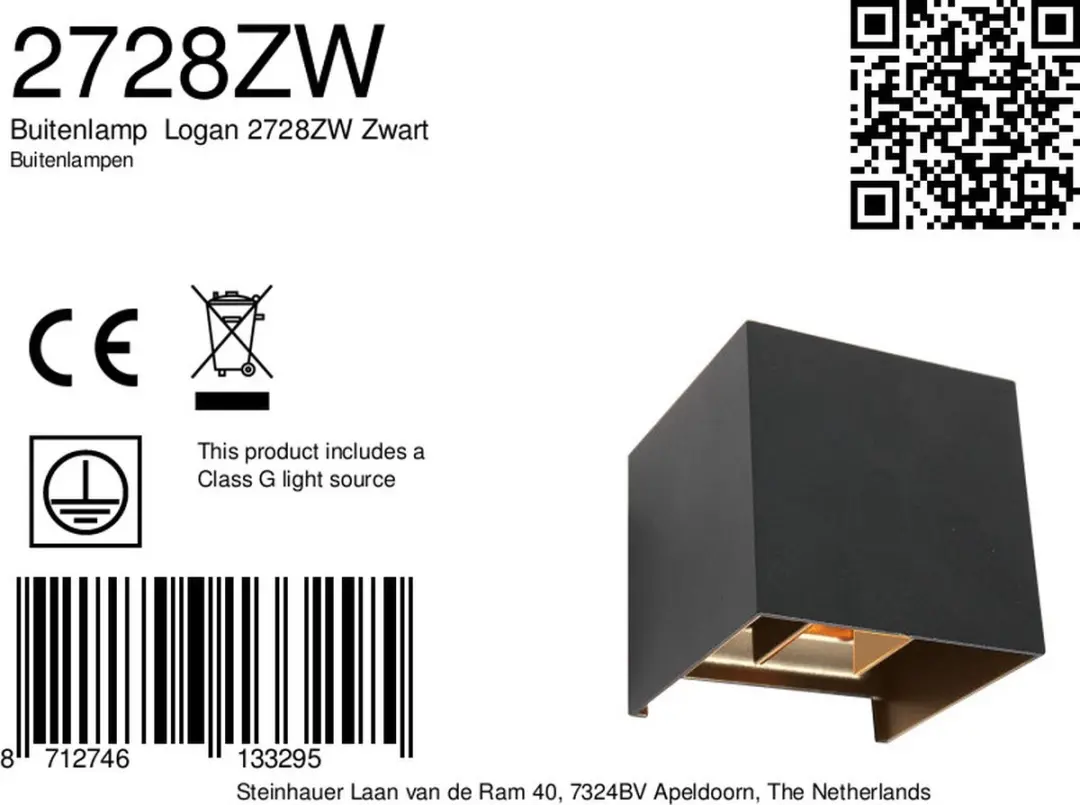 Steinhauer Buitenlamp Zwart - 1 Lichtpunt