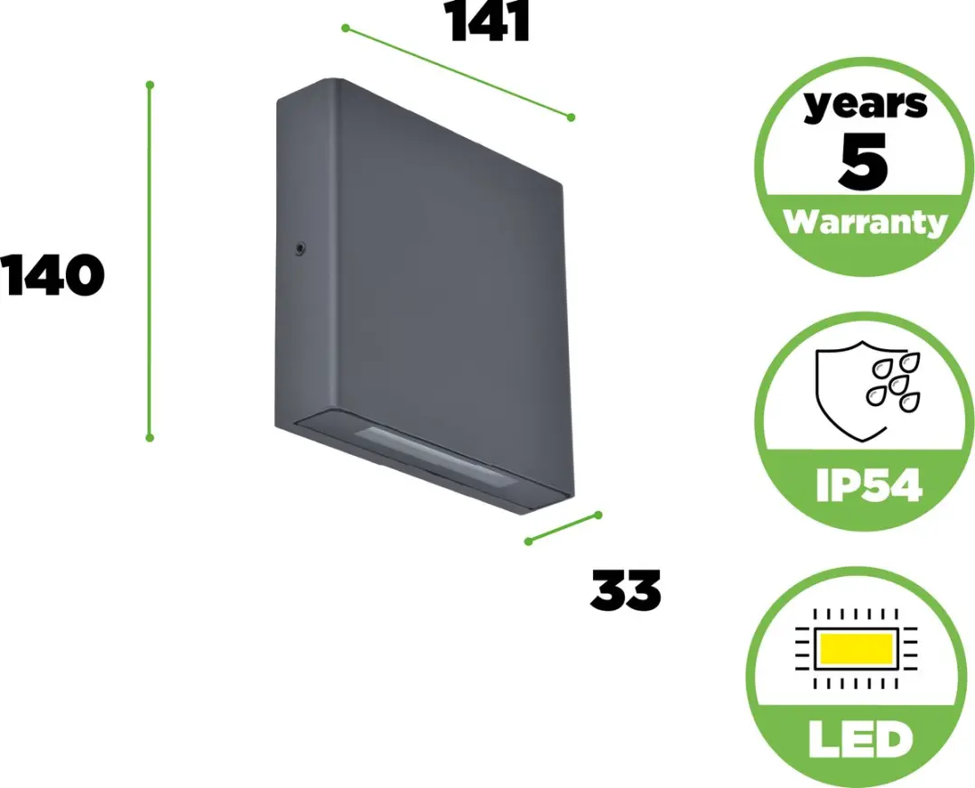 Lutec Pili LED Wandlamp Buiten 800Lm 4000K - Antraciet