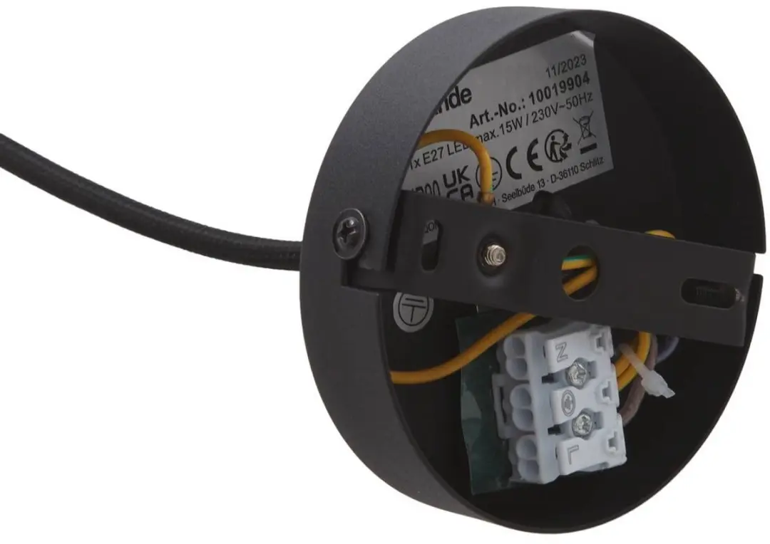 Lucande Hanglamp IJzer 1 Licht E27 - 37,5 cm - Zwart