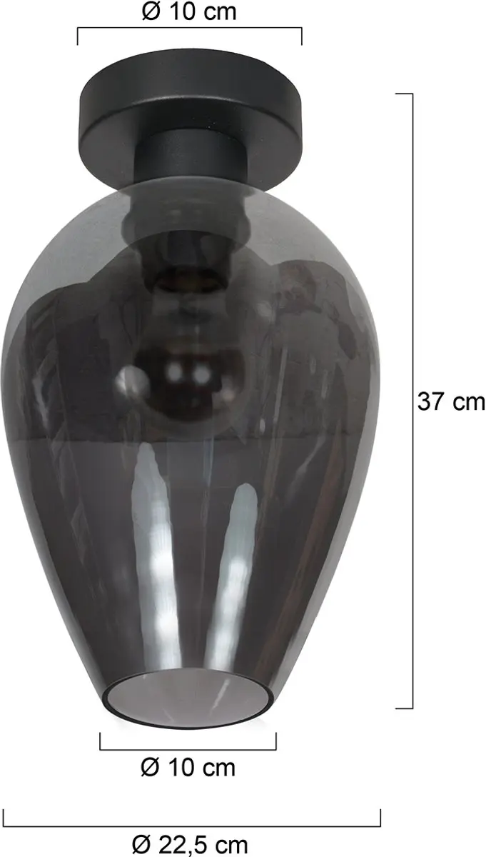 Steinhauer Drovia 4371ZW Plafonnier - Ø22,5cm - Matzwart - Warm wit