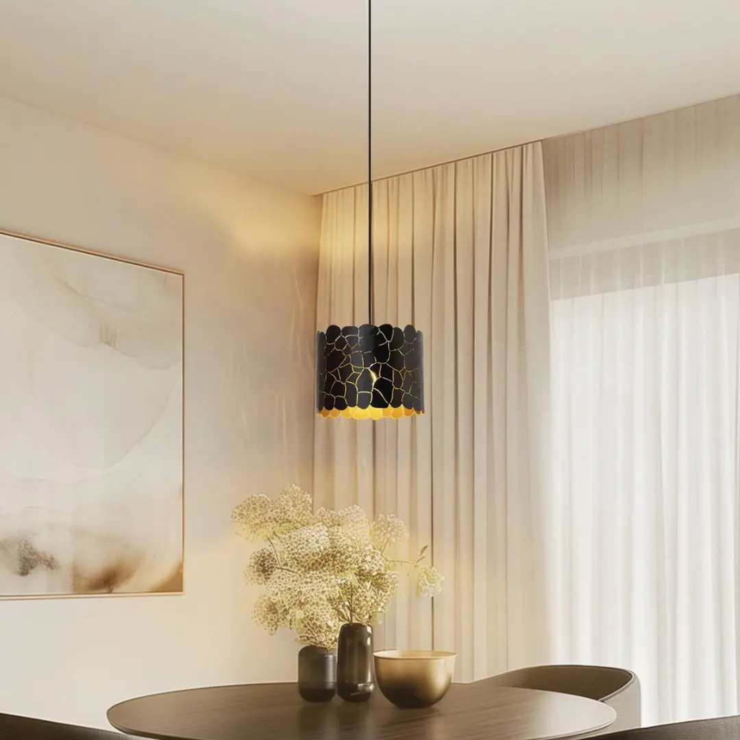 Lindby Hanglamp Metaal 1 Licht E27 - 26cm - Zwart/Goud