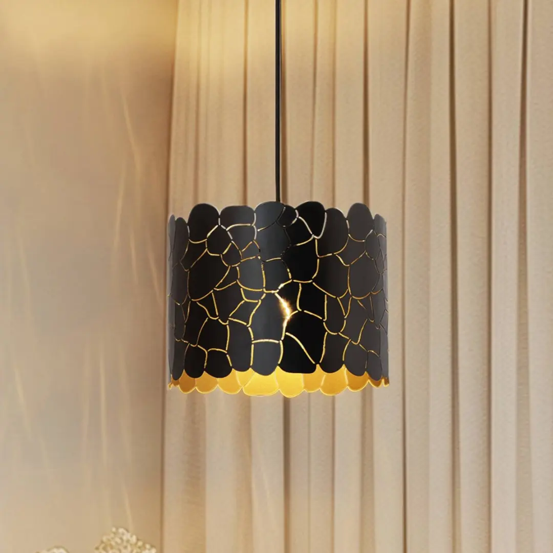 Lindby Hanglamp Metaal 1 Licht E27 - 26cm - Zwart/Goud