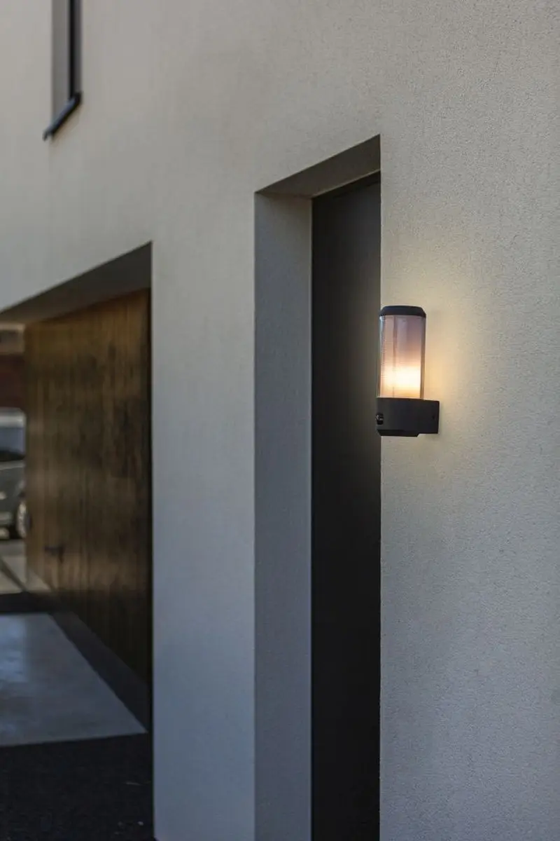 Lutec Heros Wandlamp E27 Sensor - Donkergrijs