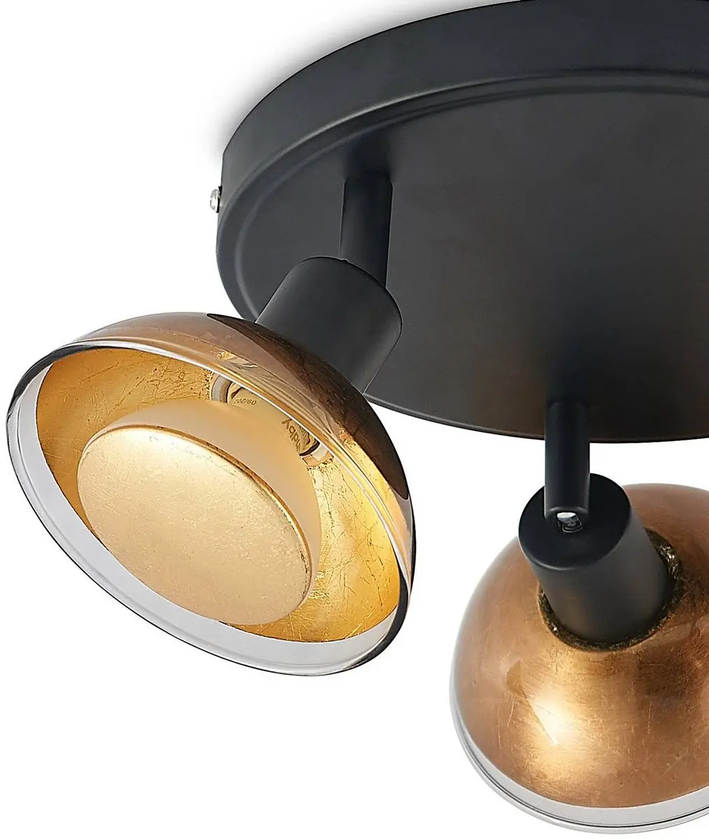 Lindby Buitenspot 3-lichts GU10 - 22cm - Matzwart/Bladgoud