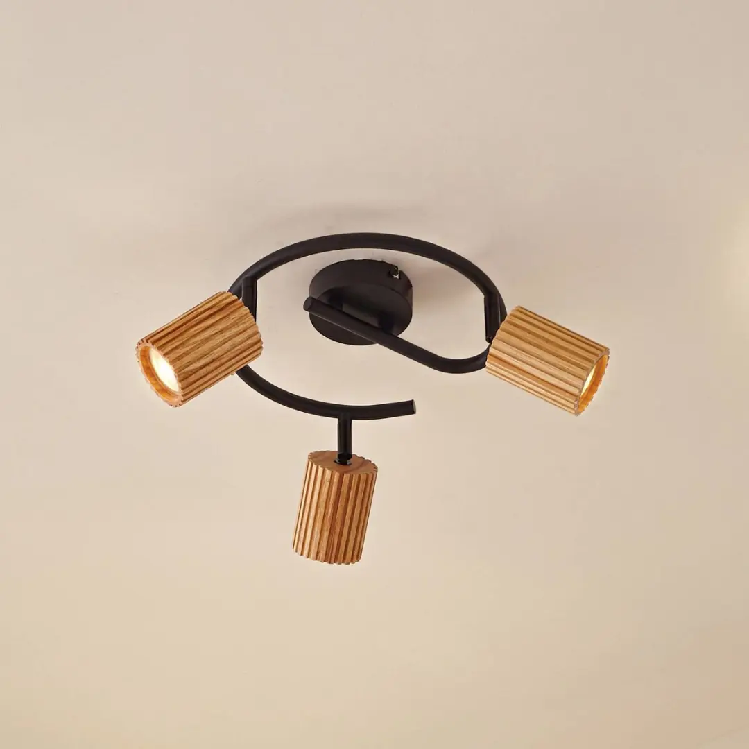 Lindby Buitenspot 3-lichts Houtkleur/Zwart - 31cm