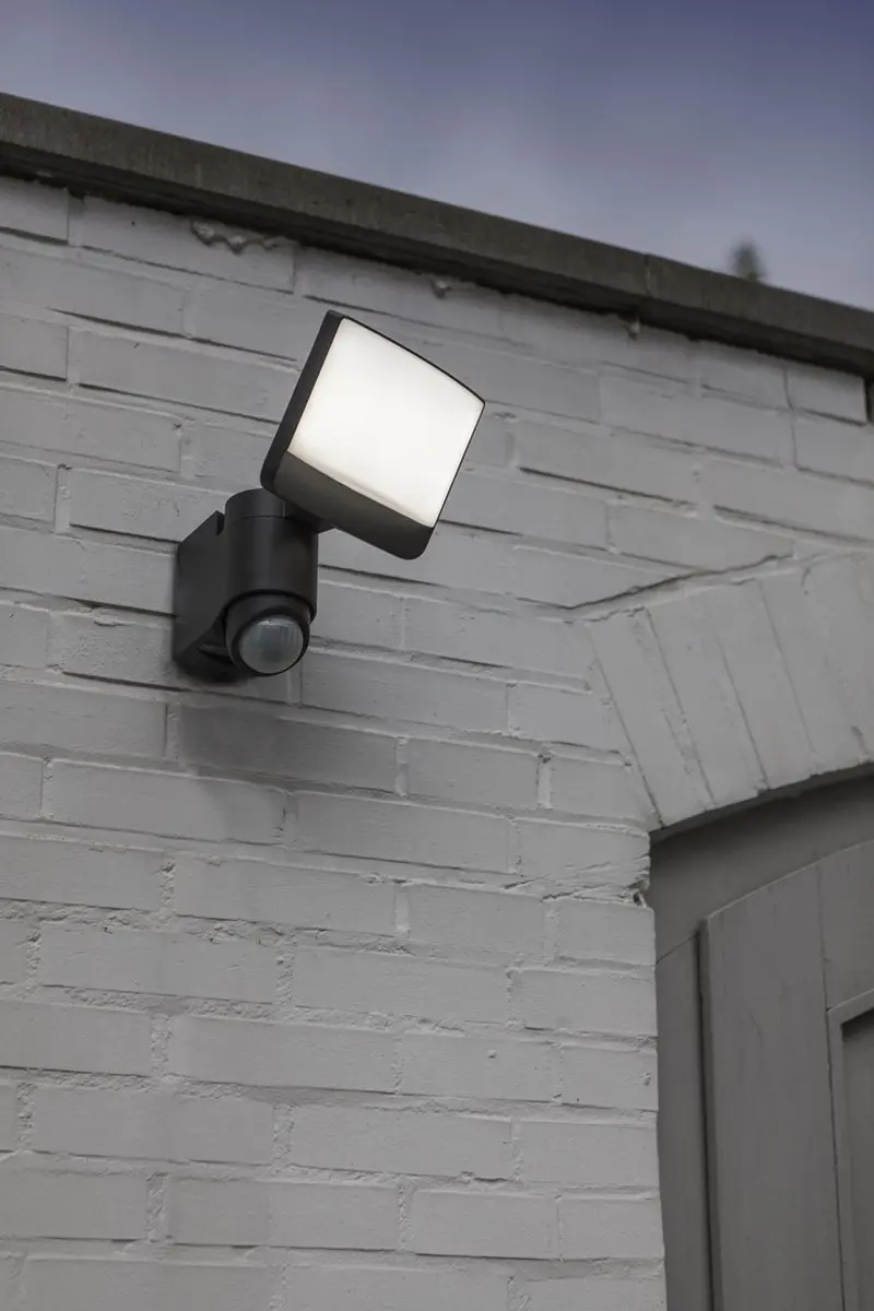 Lutec Sunshine LED Wandlamp Buiten - 1100 Lm 5000K - PIR Sensor - Donkergrijs