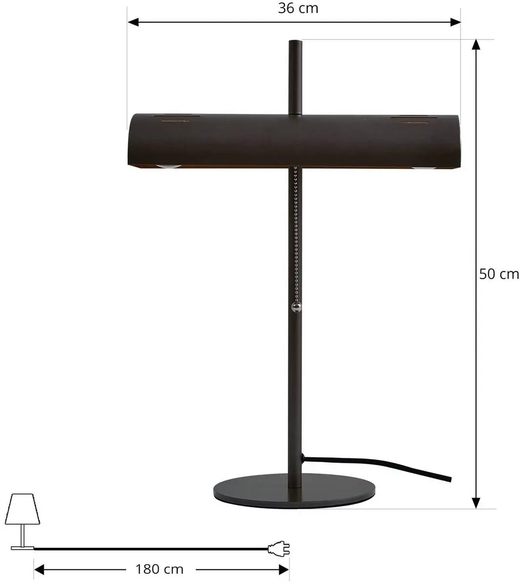 Lucande Bureaulamp Metaal 2-lichts - 50cm - E27 - Donkergrijs Metallic