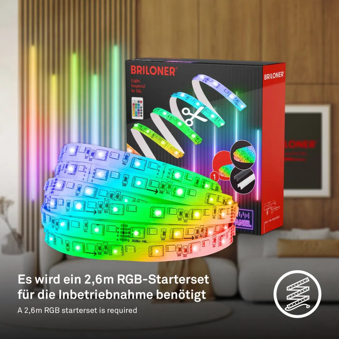 Briloner Pimp your Panel LED Strip Uitbreiding 2,6m - RGB/Wit - 8023252 - afbeelding 6 van 6