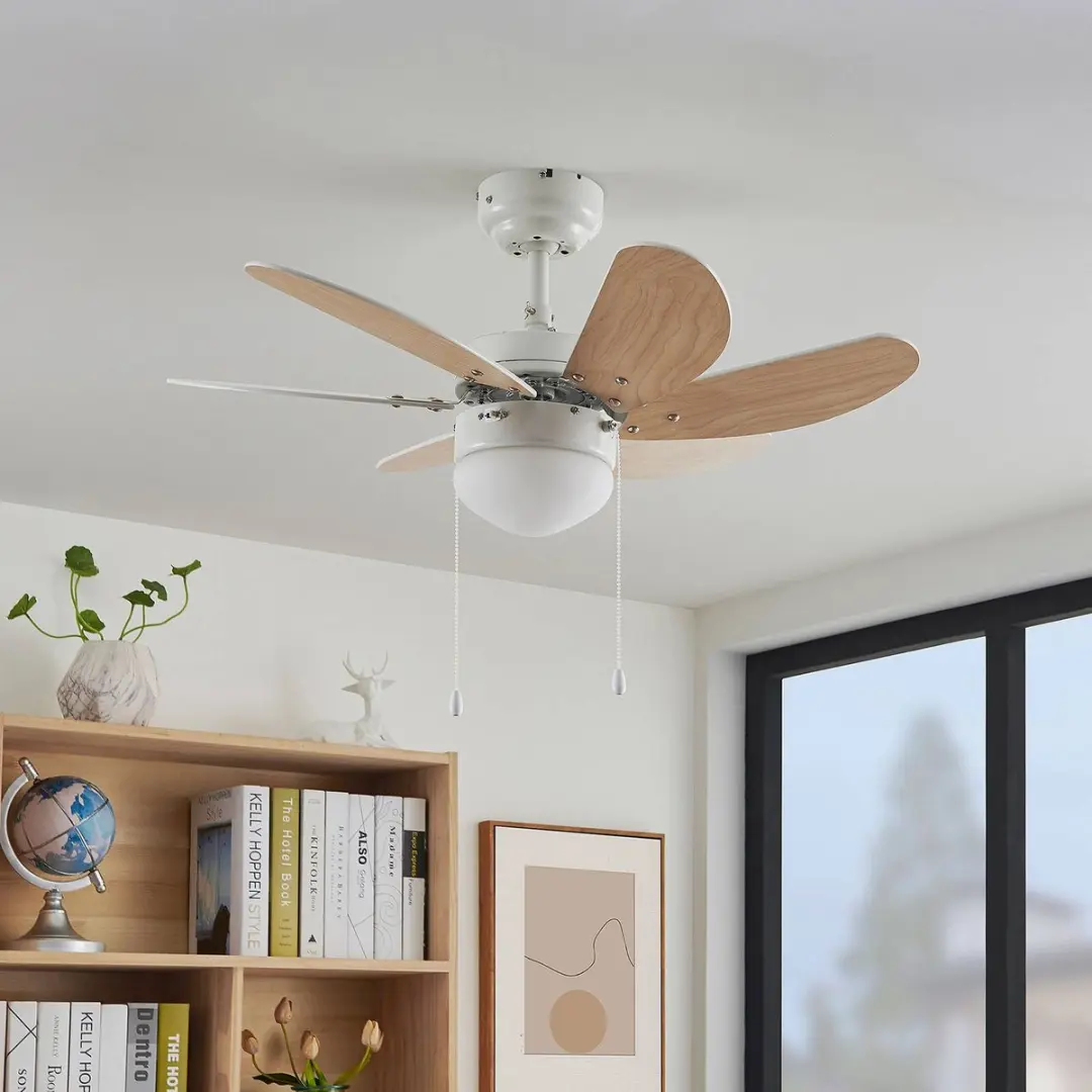 Lindby Plafondventilator 80cm - 6 Bladen - 3 Standen - Wit/Beuken