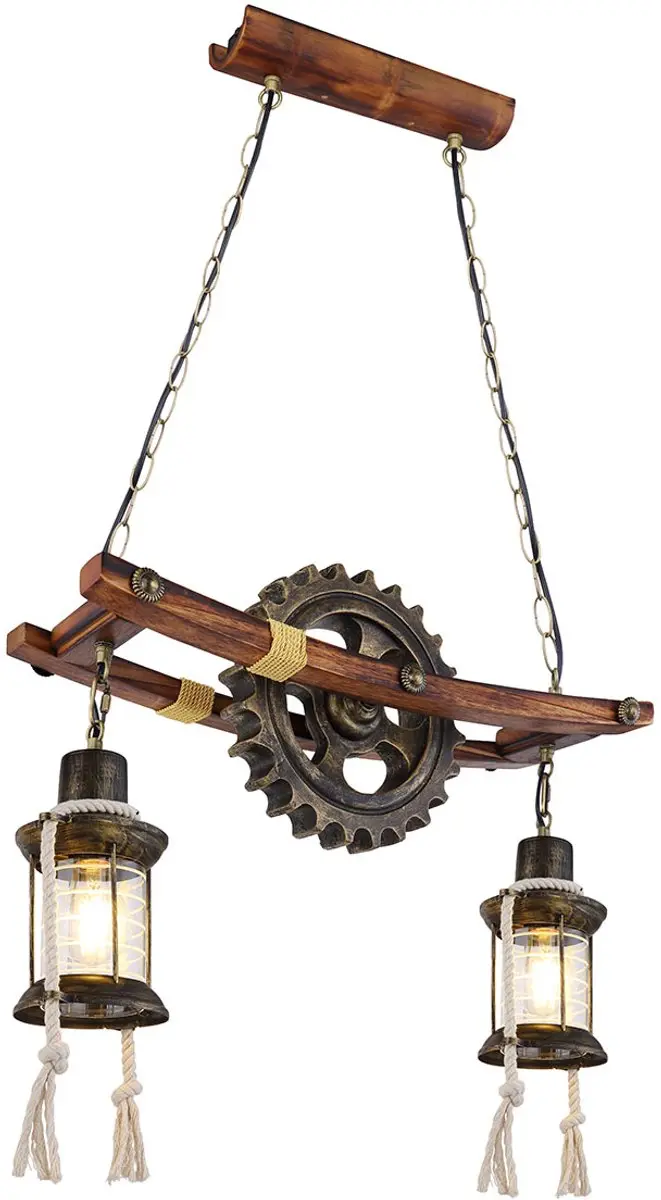 Globo Abella Hanglamp - 2x E27 - Bruin