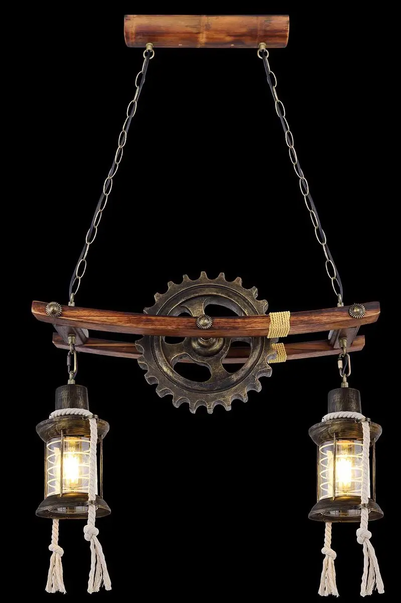Globo Abella Hanglamp - 2x E27 - Bruin
