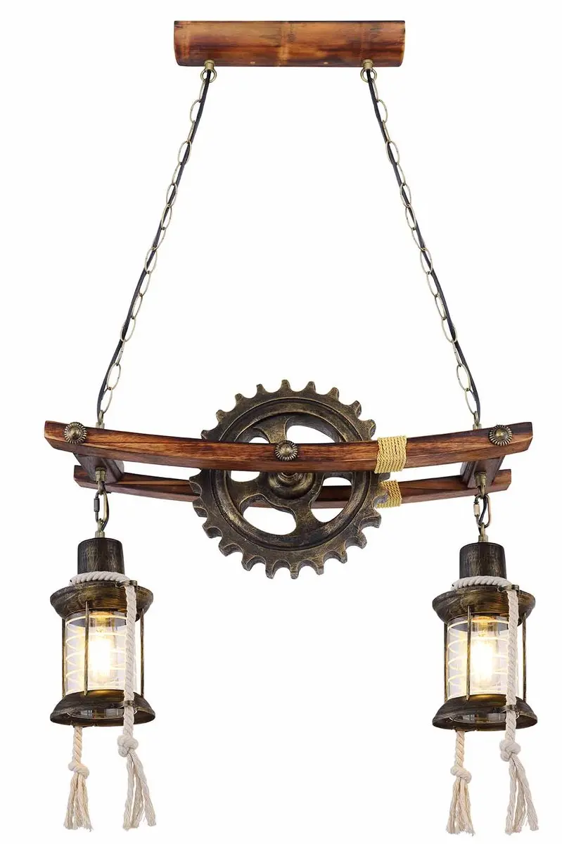 Globo Abella Hanglamp - 2x E27 - Bruin