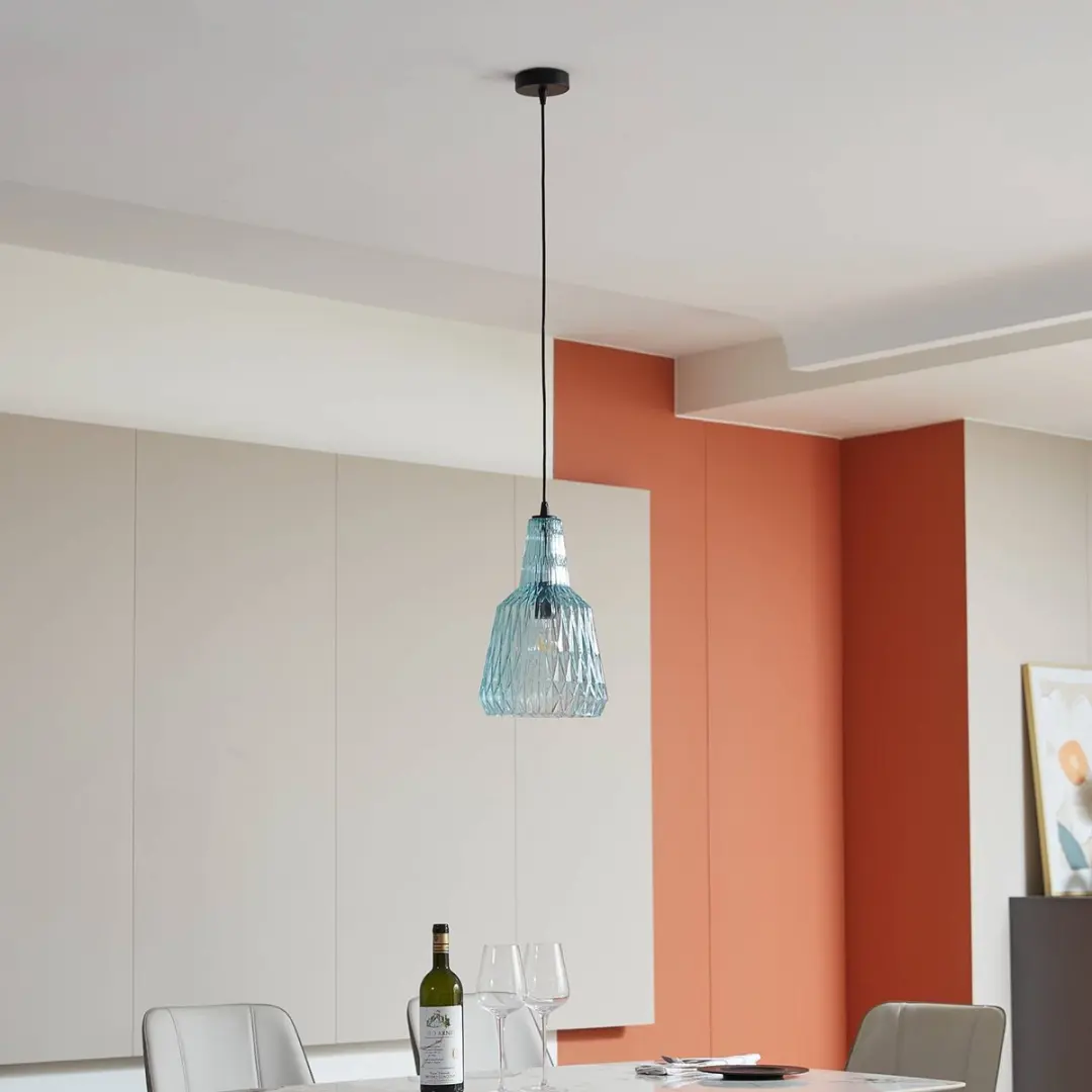 Lindby Hanglamp Glas Metaal 35cm E27 - Lichtblauw