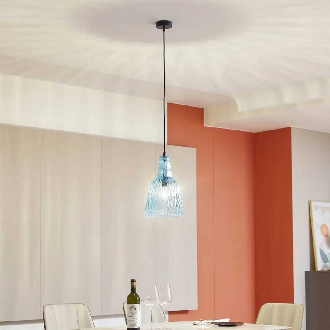 Lindby Hanglamp Glas Metaal 35cm E27 - Lichtblauw