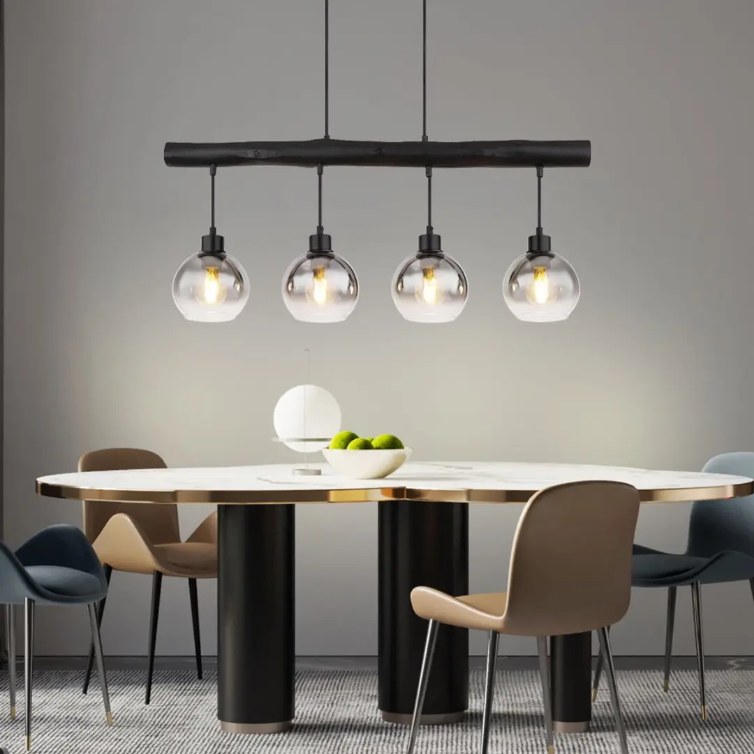 Globo Hanglamp Retro Hout 4x E27 - 85x15x120cm - Grijs