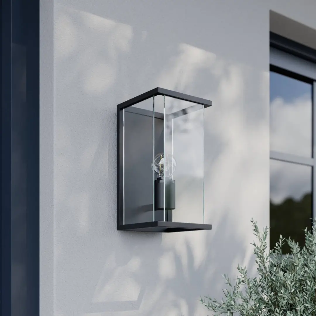 Lucande Wandlamp Buiten Aluminium Glas 1 Lichtpunt E27 - 30cm - Donkergrijs