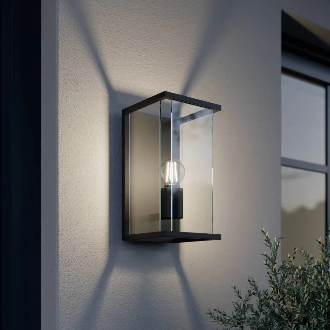 Lucande Wandlamp Buiten Aluminium Glas 1 Lichtpunt E27 - 30cm - Donkergrijs