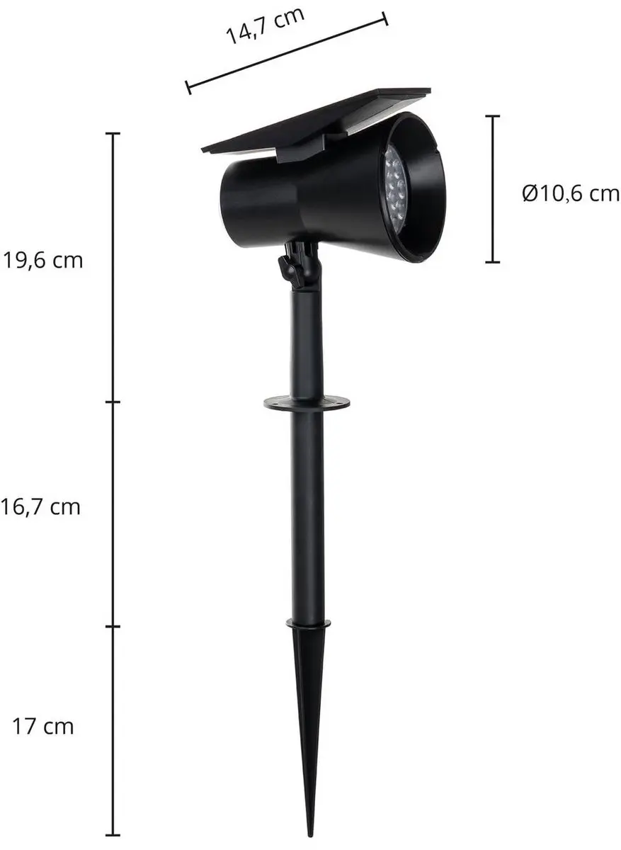 PRIOS Solar Buitenlamp 2W - 1 Lichtpunt - Zwart