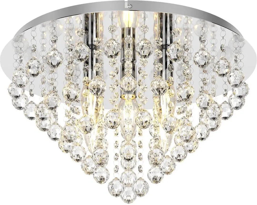 Lindby Plafondlamp 5-Lichts Metaal Acryl - Ø46cm - Chroom
