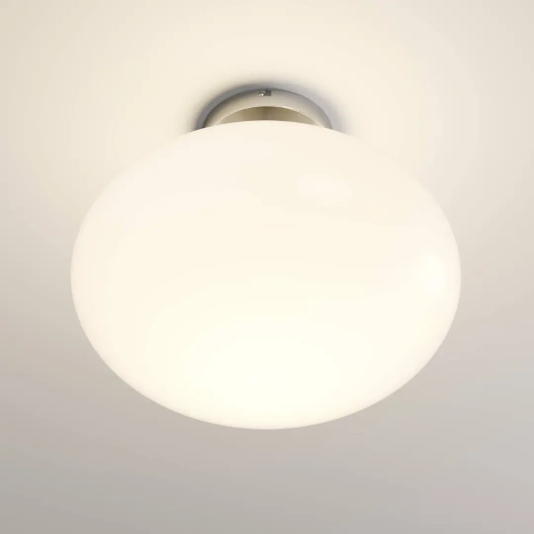 Lindby Plafondlamp 1 Licht - Ø40cm - Satijn Nikkel/Opaal Wit