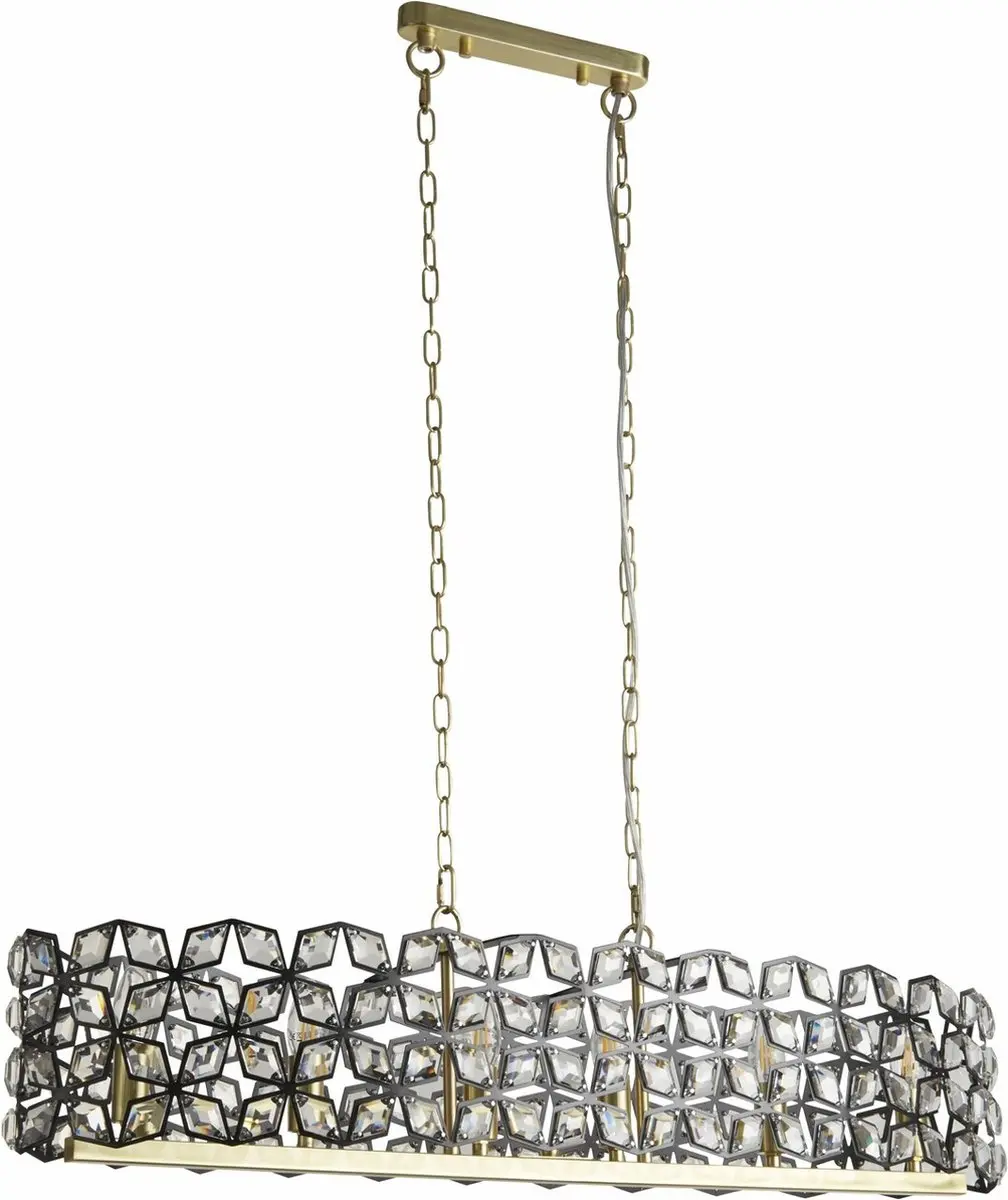 Searchlight Iris Hanglamp 6 Lichts - Zwart/Messing