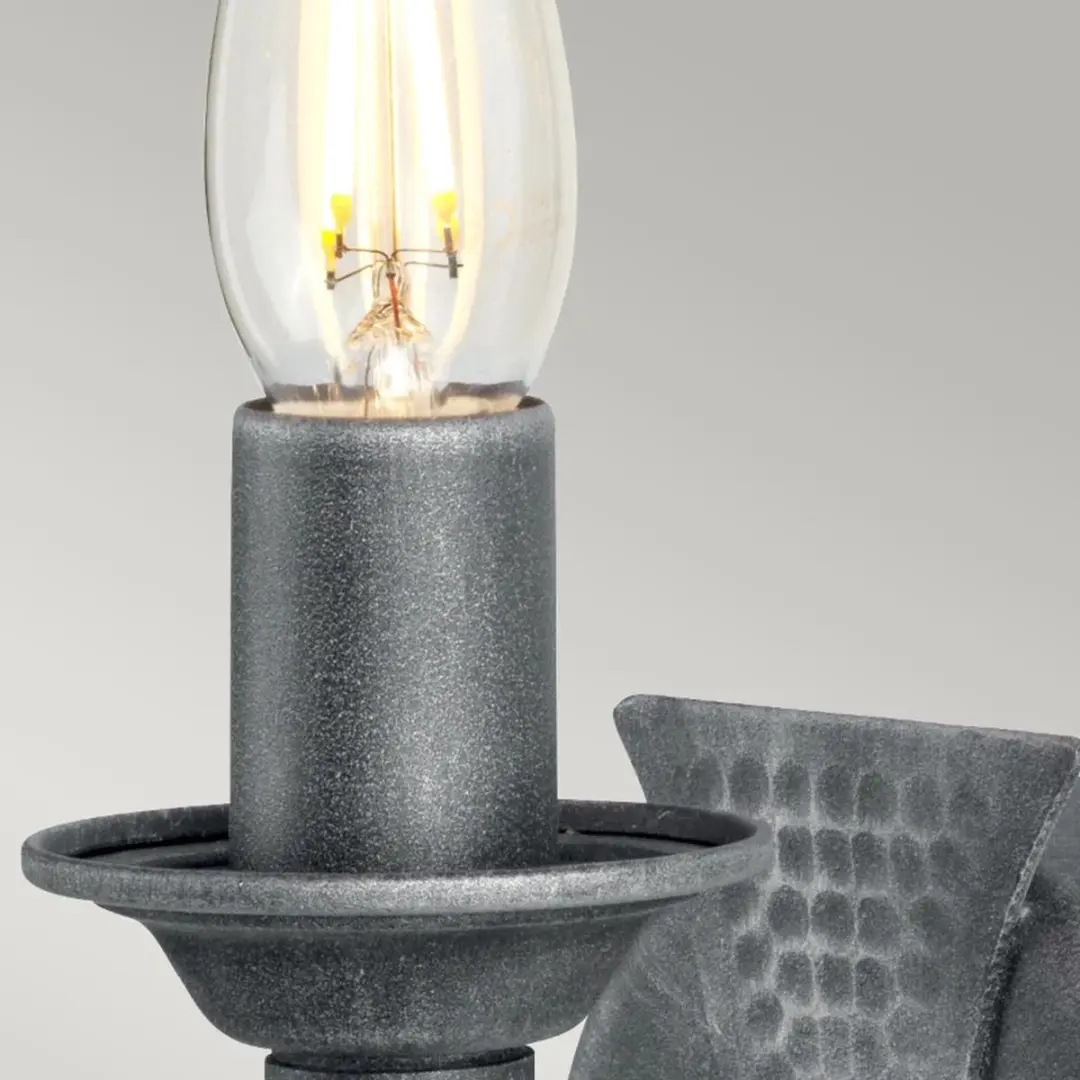Elstead Saxon LED Wandlamp E14 60W - Zwart/Silver Patina