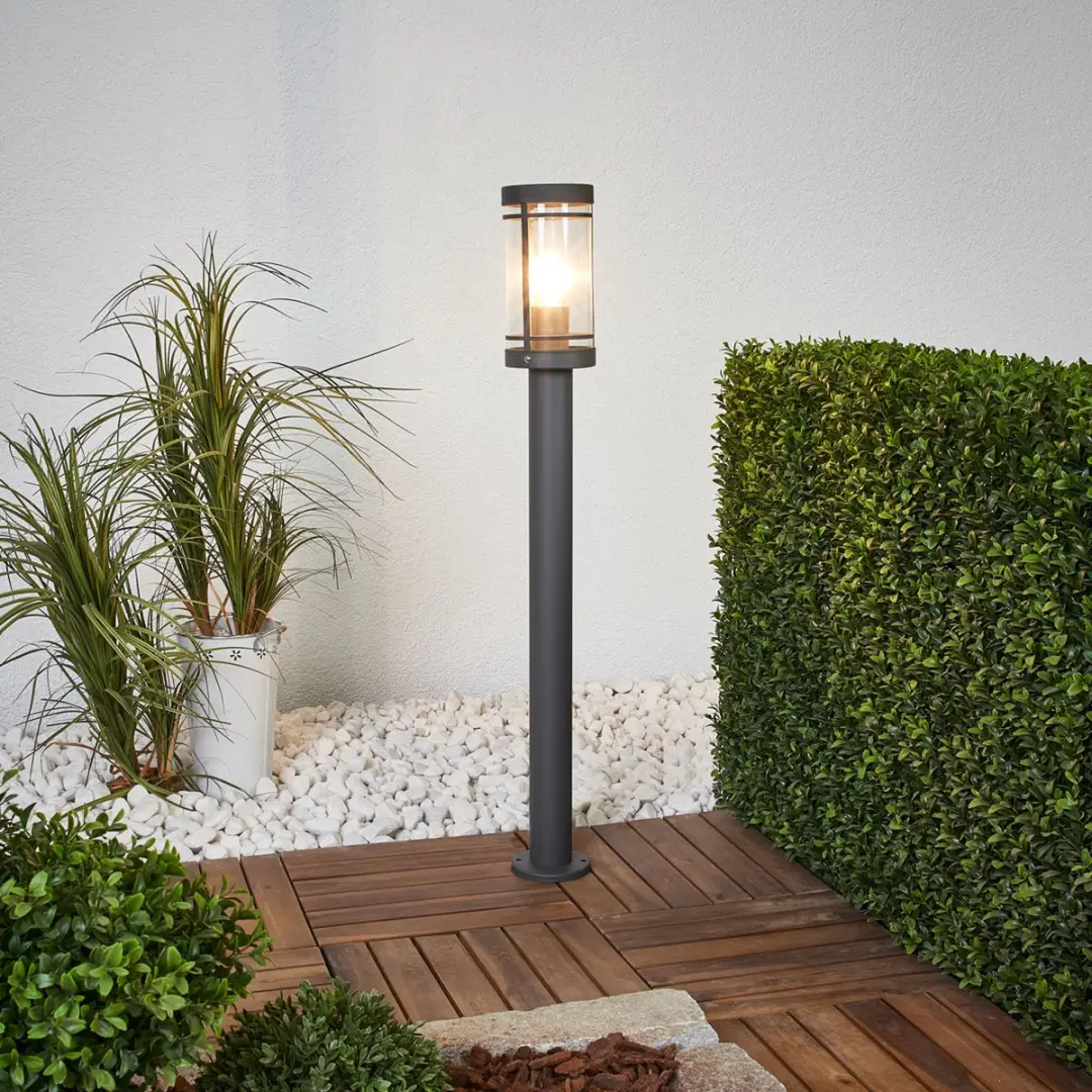 Lindby Padverlichting Roestvrij Staal 80cm - E27 - Donkergrijs