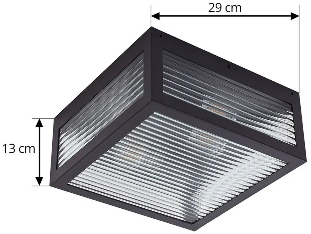 Lindby Plafondlamp 2 Lichtpunten - Zwart/Transparant