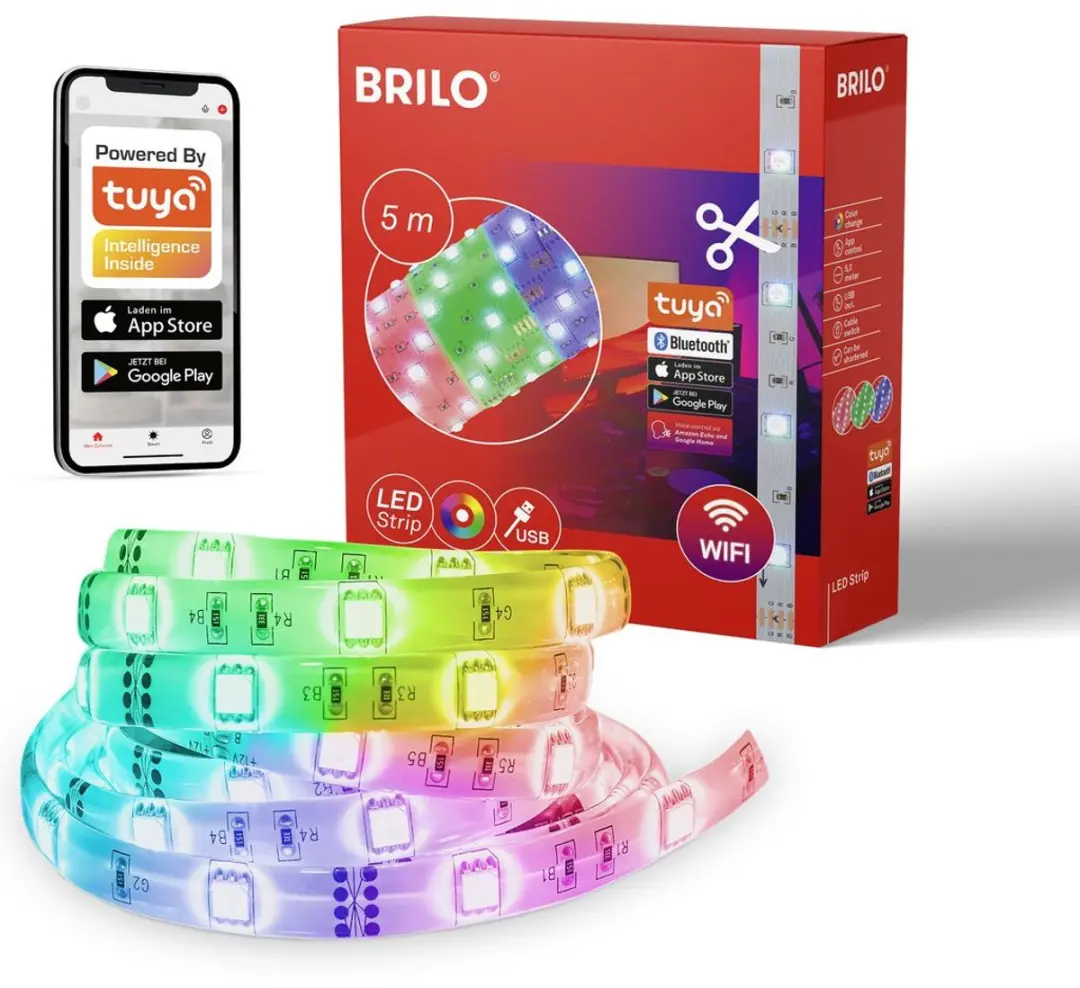 Briloner USB Slimme LED Strip 2309150 - Muzieksensor & Spraakbesturing - 500x10cm