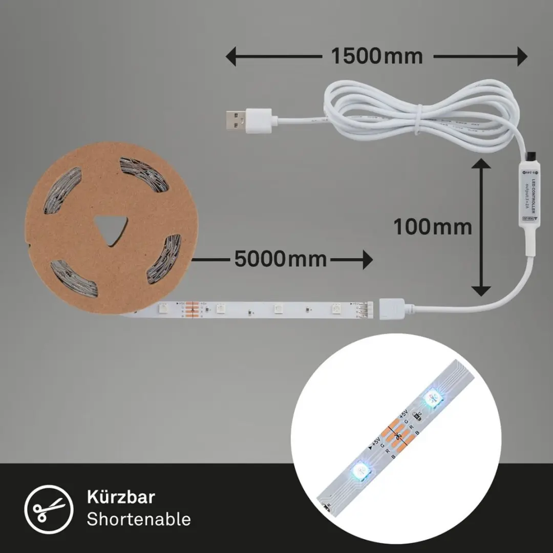 Briloner USB Slimme LED Strip 2309150 - Muzieksensor & Spraakbesturing - 500x10cm - afbeelding 6 van 6