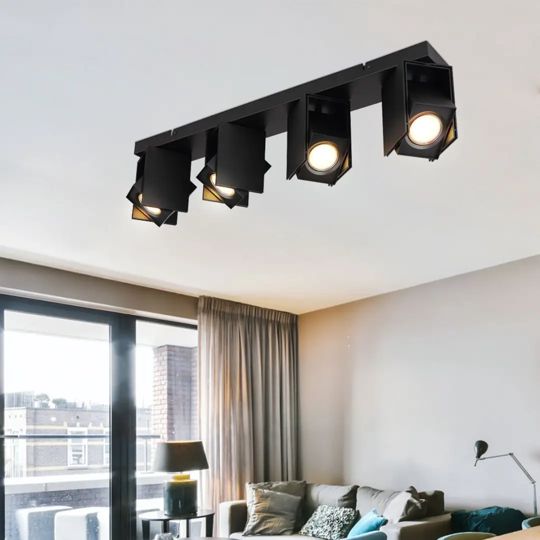 Globo Plafondlamp 4 Spots Zwart - 4x GU10