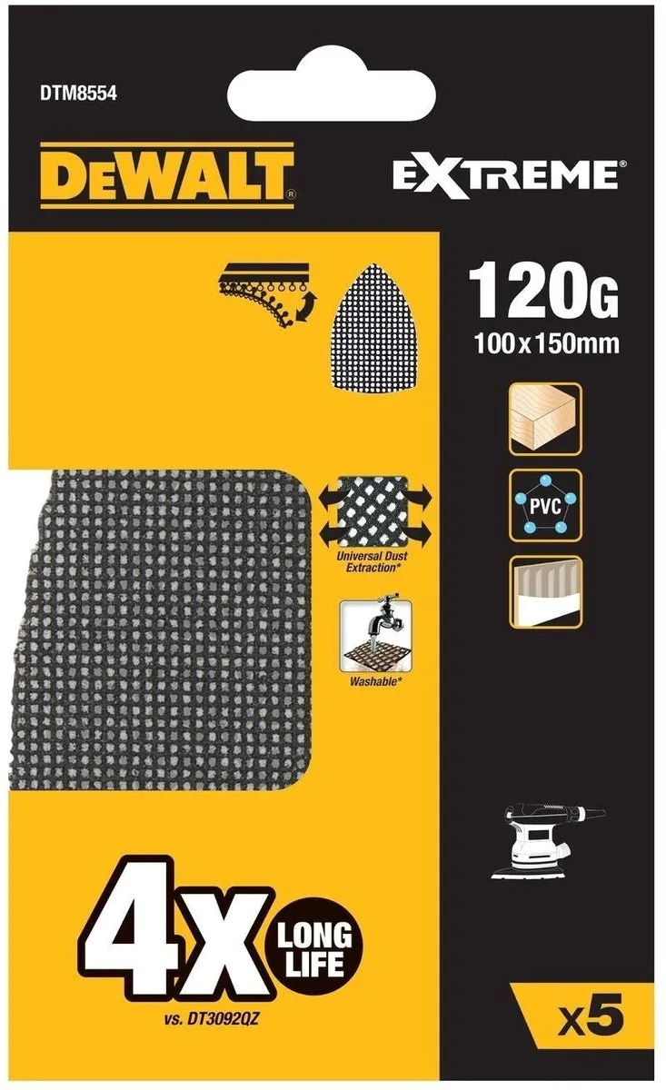 DeWalt DTM8554 Mesh Schuurgaas 100x150mm K120 - 5 Stuks