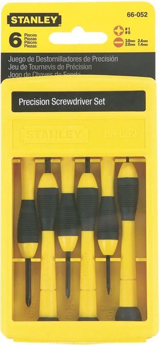 Stanley Cushiongrip Schroevendraaier 6-delig - Geel