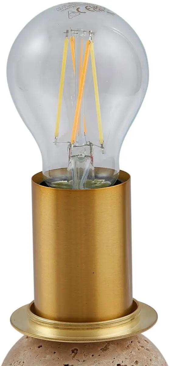 Lindby Tafellamp Glas Rots 18cm - E27 - Wit/Beige