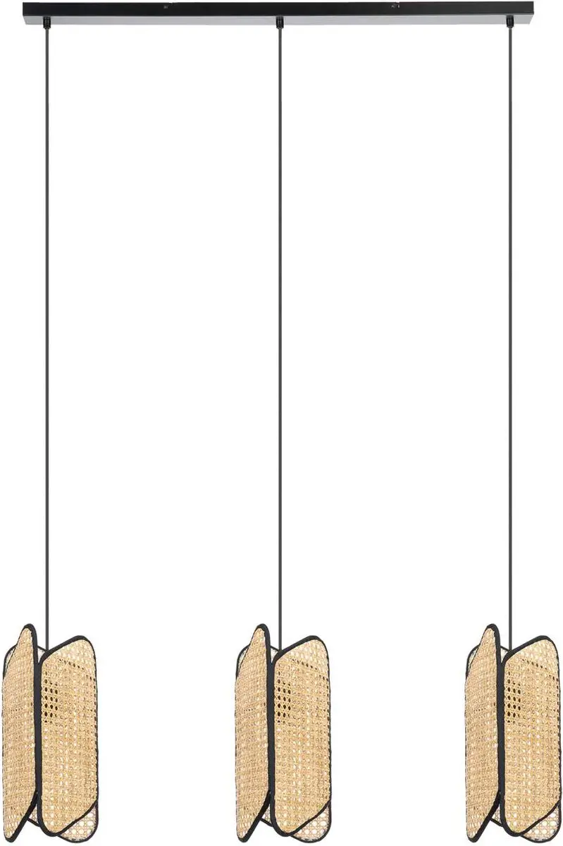 Lucande Hanglamp 3-Lichts - 3x15W - Zwart/Licht Hout