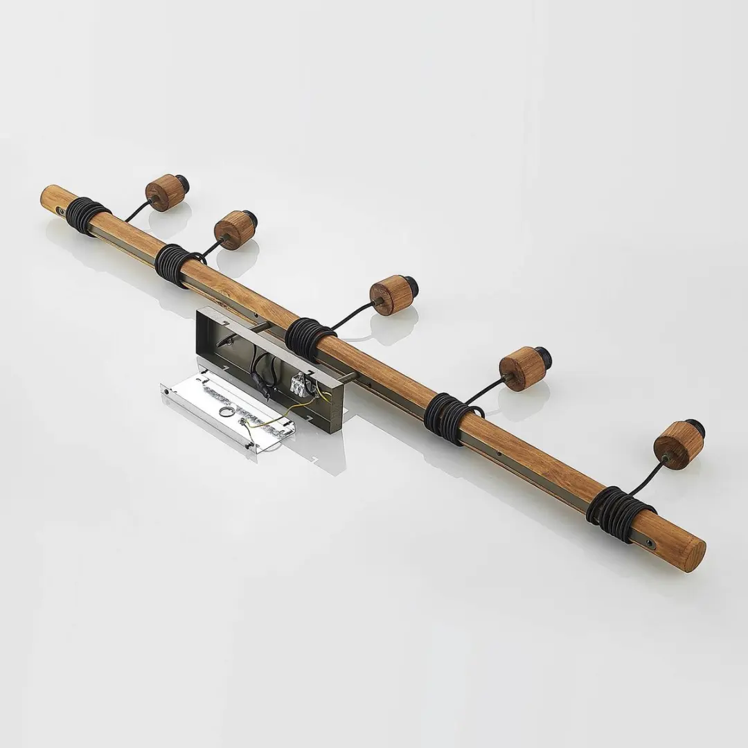 Lindby Hanglamp 5-lichts Natuurlijk hout donkergrijs