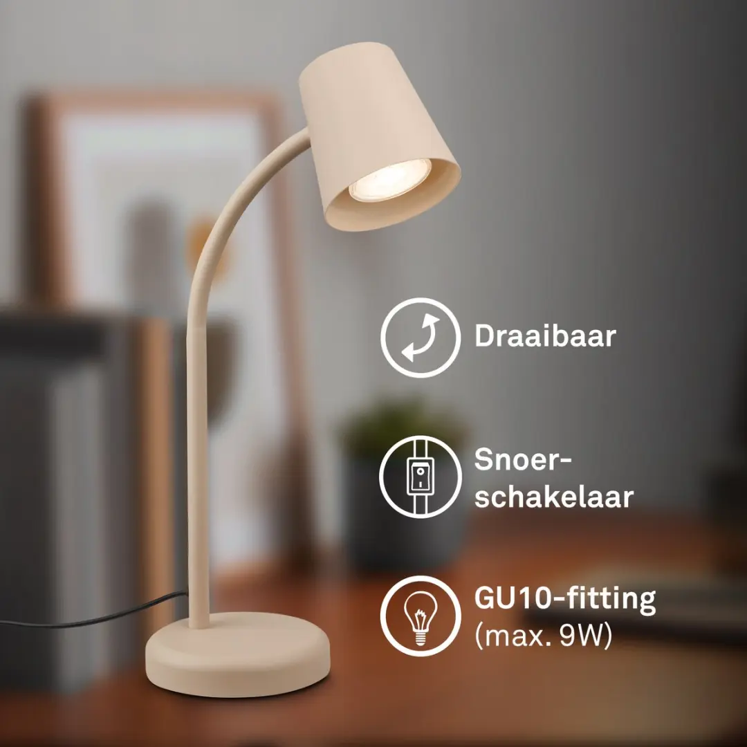 Briloner Skriva Tafellamp 9W - 13x38,5cm - Beige