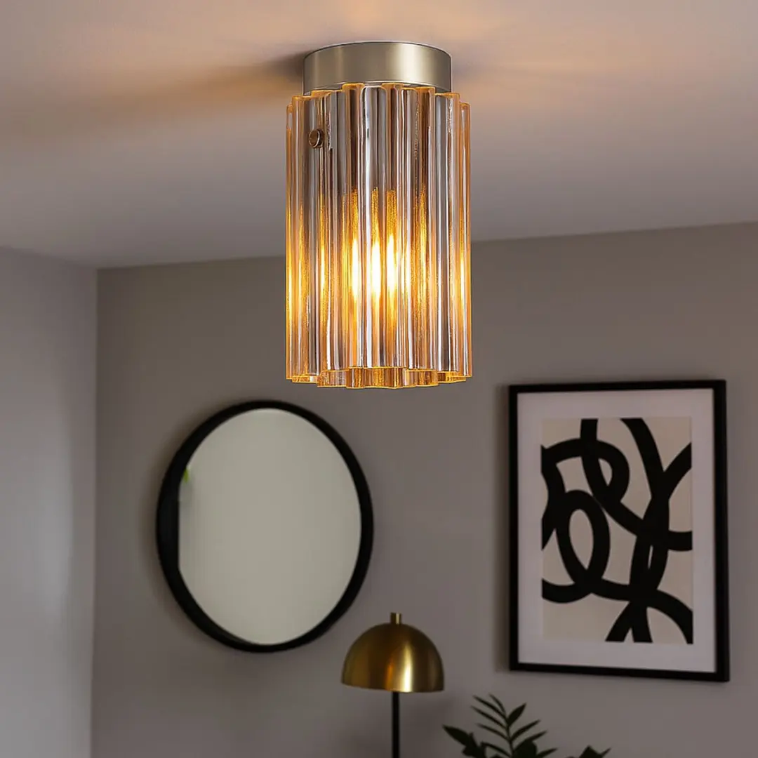 Globo Plafondlamp Metaal Nikkel Mat Glas 1-vlam - Zilver