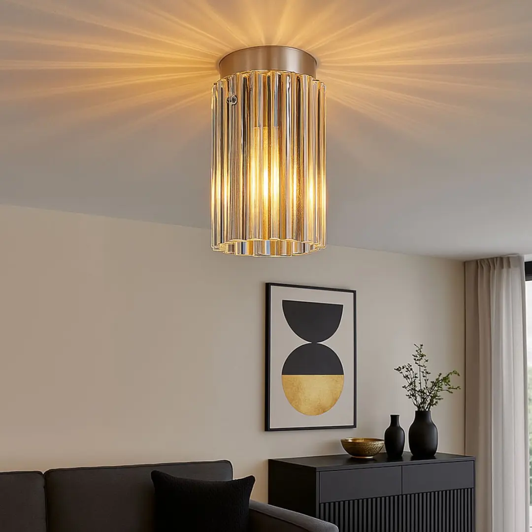 Globo Plafondlamp Metaal Nikkel Mat Glas 1-vlam - Zilver