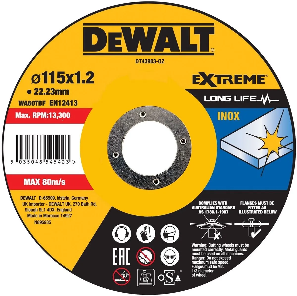 DeWalt DT43903 Doorslijpschijf RVS 115mm